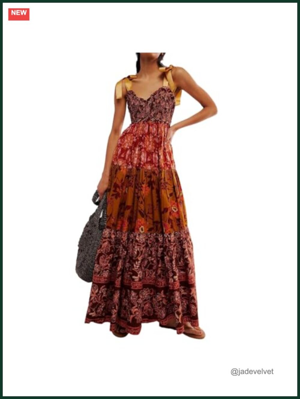 Boho Floral Maxi Dress Smocked Sleeveless with Pockets